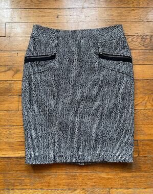 FOREVER 21 Black/White Speckled Wool Pencil Skirt sz XS